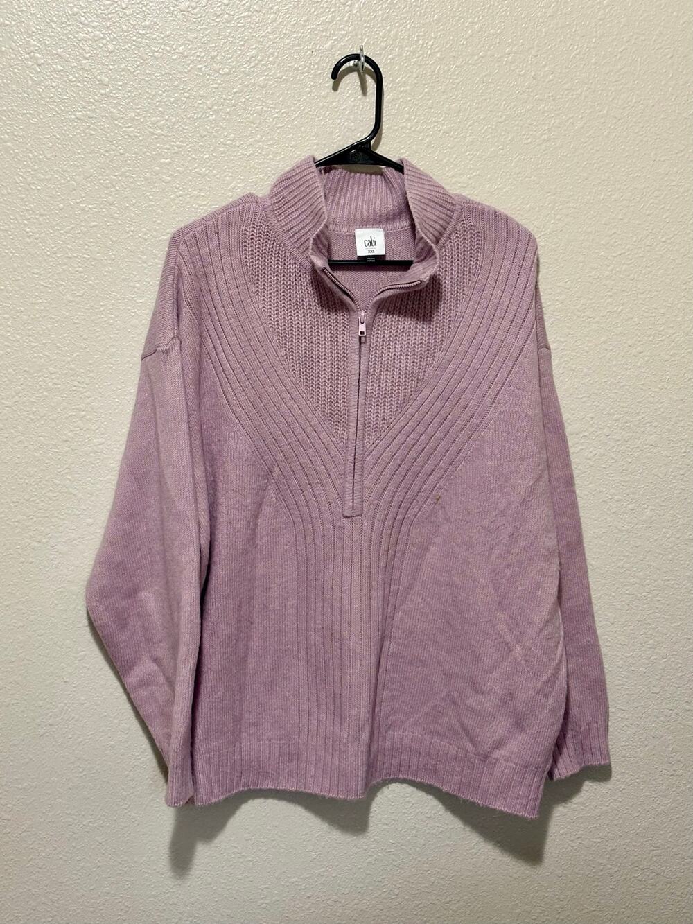 Women’s Cabi Lavender Park City Pullover Quarter Zip Sweater, size XXL 2X